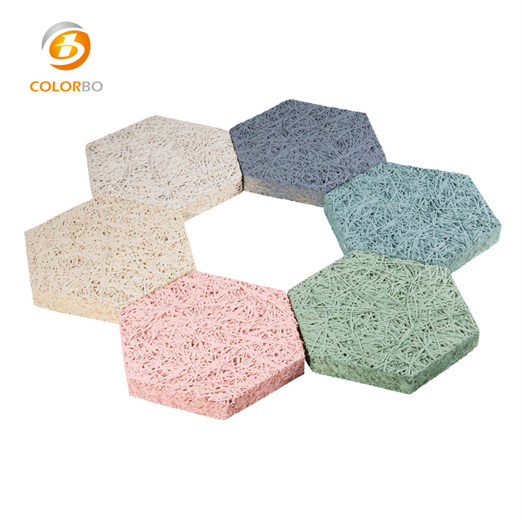Hexagon Wood Wool Sound-Absorbing Wall Panel with Decorative Function